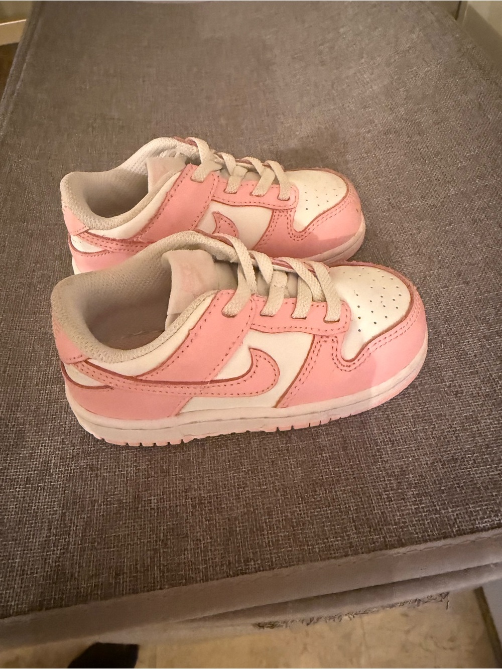 Nike Kids Pink and White Low-Top Sneakers